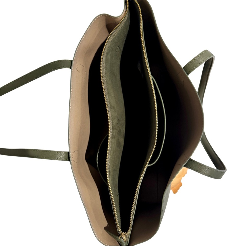 Quince Italian Leather Triple Compartment Shopper Tote | Olive Green - Picture 12 of 16